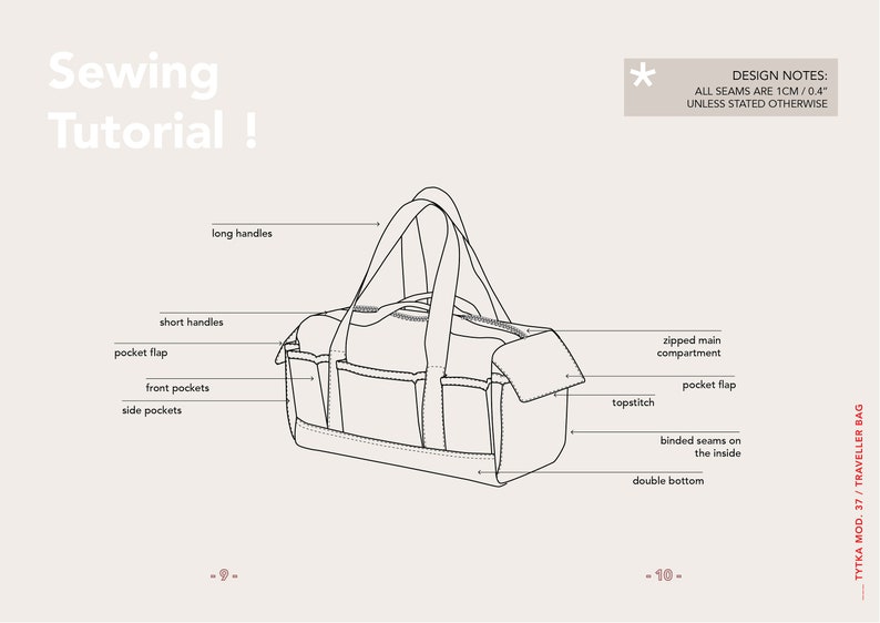 Traveller Bag Canvas Bag Traveller Duffle Sewing Pattern Bag PDF Pattern TWO SIZES image 6