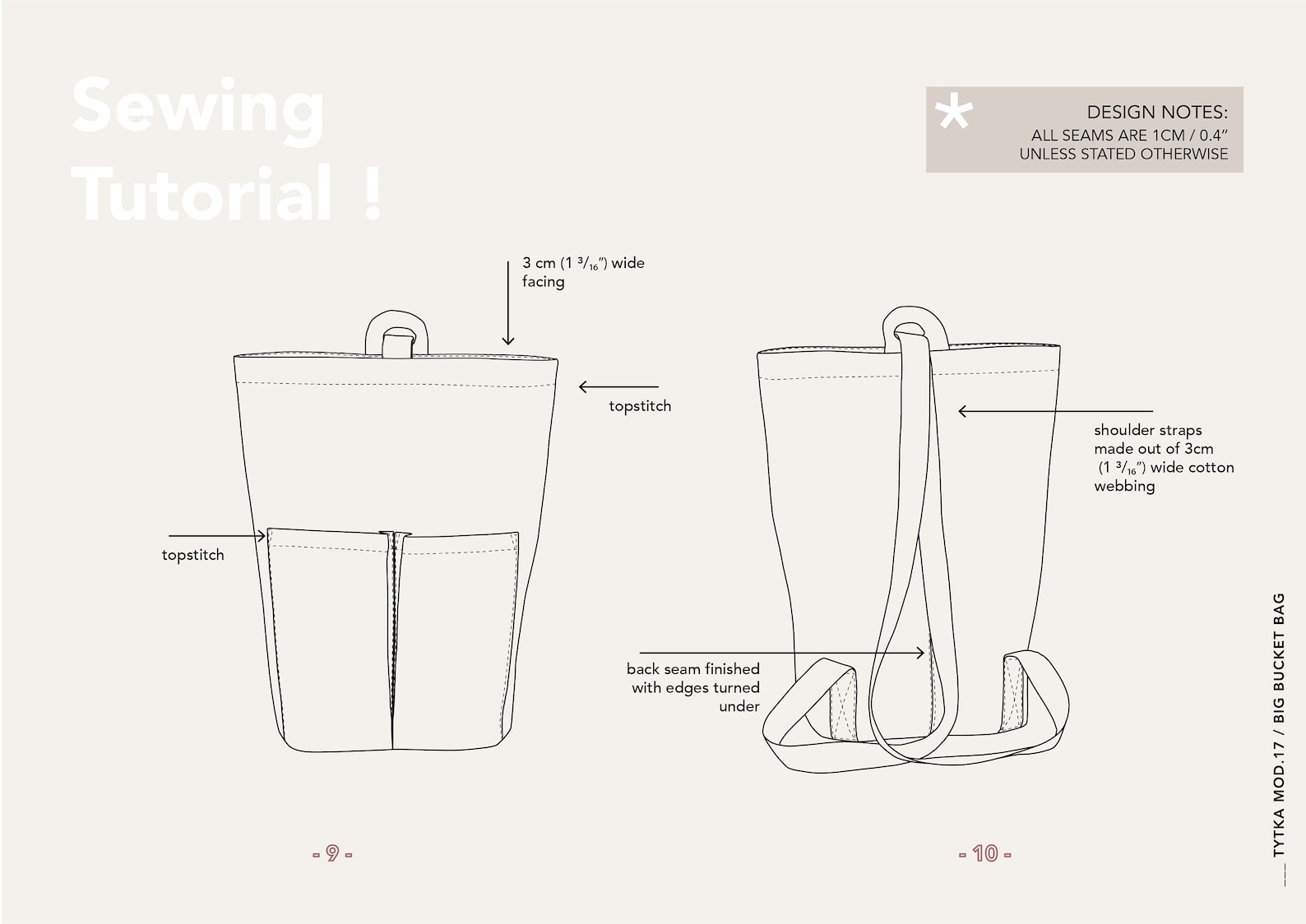 Big Bucket Bag Canvas Backpack Canvas Bag Sewing Pattern Etsy