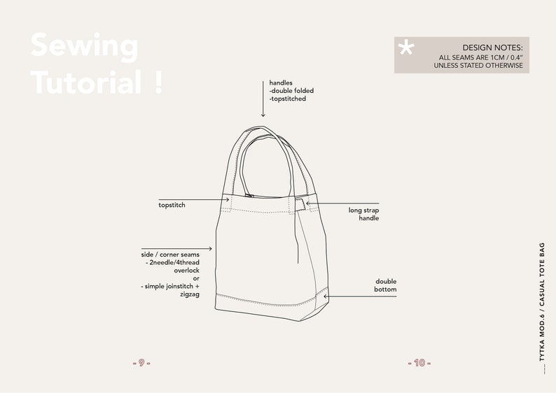 Casual Tote Bag Canvas Bag Project Bag PDF sewing Etsy 日本