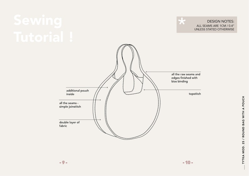 Round Bag With a Pouch Sewing Pattern One Size Etsy UK