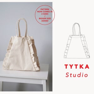 Triangular Frill Tote | PDF Sewing Pattern | Canvas Tote Pattern + Tutorial | Project Bag | 2 sizes