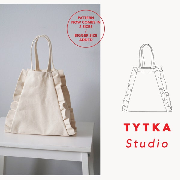 Triangular Frill Tote | PDF Sewing Pattern | Canvas Tote Pattern + Tutorial | Project Bag | 2 sizes
