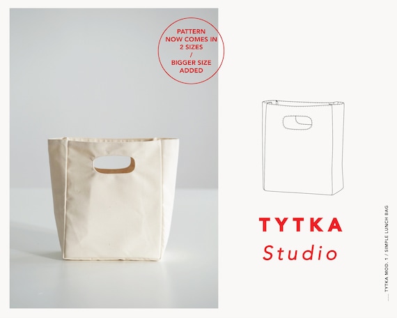 Simple Lunch Bag Tote Bag 2 SIZES PDF Pattern Etsy