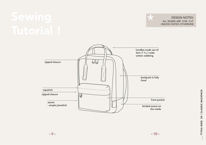 Classic Backpack Canvas Bag Sewing Pattern Bag PDF Etsy