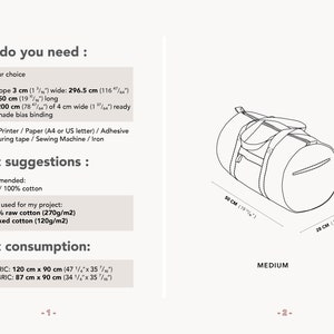 May include: A black and white line drawing of a medium-sized duffel bag with a zipper closure and two handles. The bag is 50 cm (19 1/2 inches) long and 28 cm (11 inches) wide. The text "TYTKA MOD. 23/CANVAS DUFFLE BAG" is written vertically on the right side of the image. The text "MEDIUM" is written below the bag.