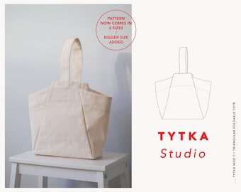 Patrón de costura Tote Bag / Costura de bolsos / Bolsa de proyecto / Patrón de costura PDF / Patrón de tote de lona + Tutorial / 2 TALLAS DISPONIBLES