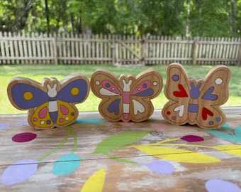 Wooden BUTTERFLIES , 4 inch Wooden Stand up / tiered tray decor