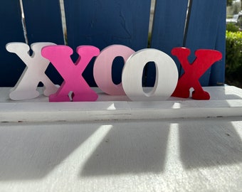 XO Chunky VALENTINES love letters, wooden tiered tray decor