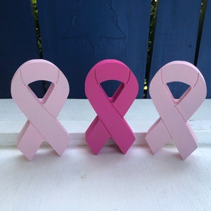 Wooden Cancer Support / Pink Breast cancer /Teal / Gold / purple cancer ribbon /Counter Sitter image 8