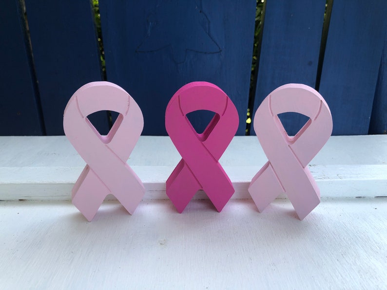 Wooden Cancer Support / Pink Breast cancer /Teal / Gold / purple cancer ribbon /Counter Sitter image 8