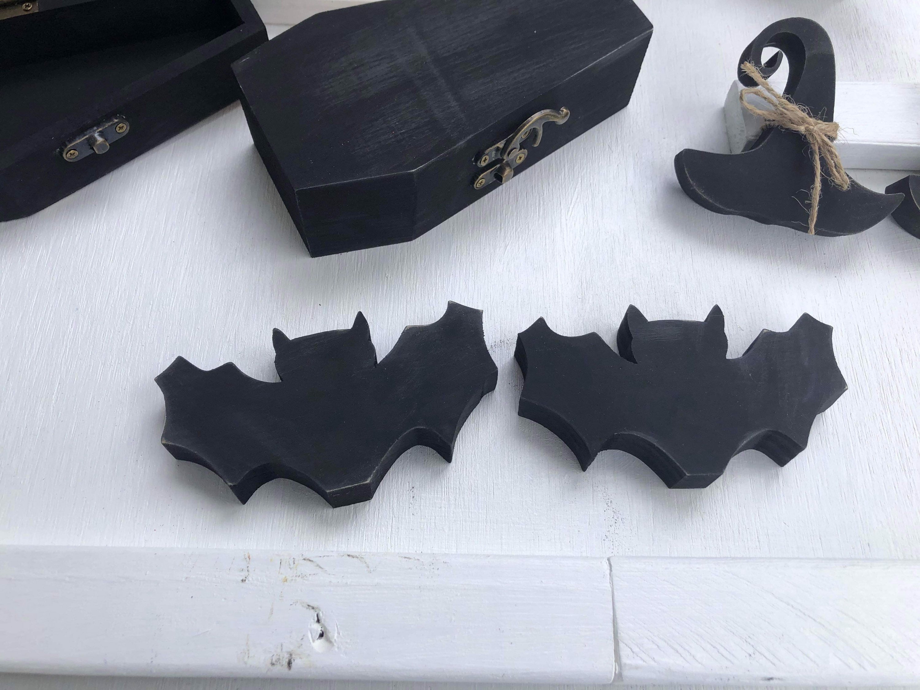 Halloween BLACK BAT, Wood decor