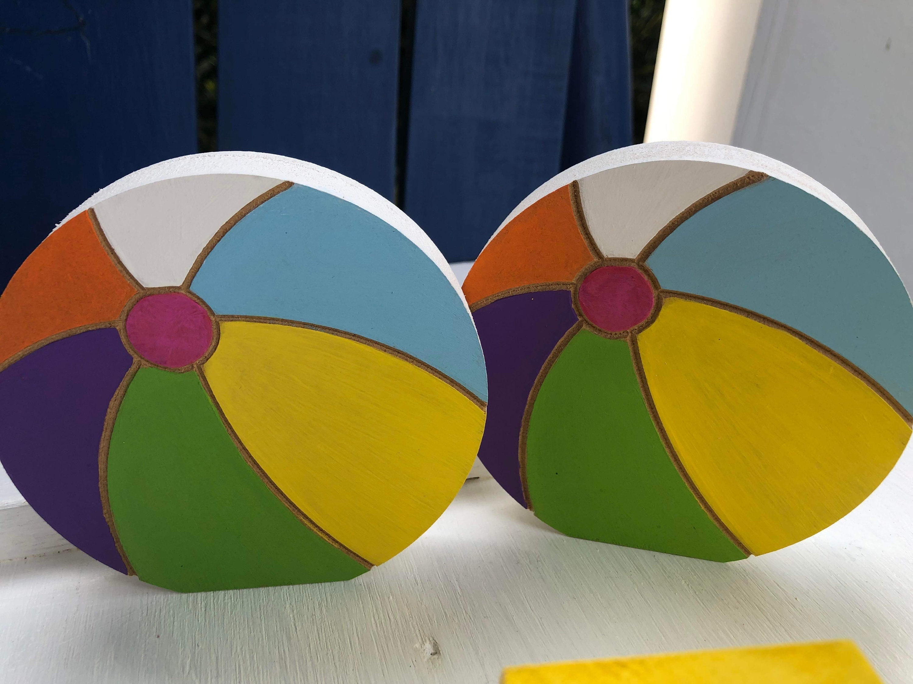 BEACH BALL 5 Inch Chunky Decor Tiered Tray Summer Decor Etsy