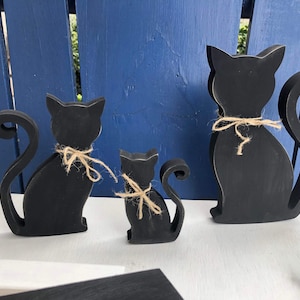 Halloween WOOD rustic CATS / Wood / Bats, Dogs, Witches hat decor