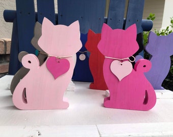 WOOD Cat lover / book ends / rustic farmhouse kitties  / Wood / decor