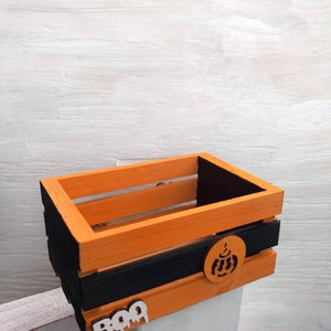 Mini 5 inch WOODEN HALLOWEEN Crate, office and home décor image 2