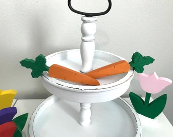 Pastel SprIng EASTER CARROTS  / Chunky Tiered tray decor