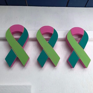 Wooden Cancer Support / Pink Breast cancer /Teal / Gold / purple cancer ribbon /Counter Sitter image 10