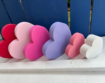 Chunky Valentine HEART/ love WOOD/ Farmhouse, tiered tray decor
