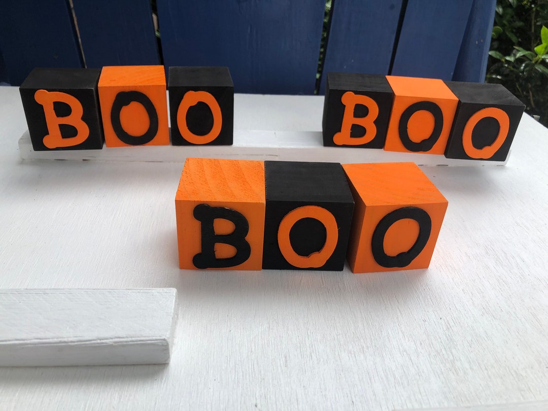 HALLOWEEN BOO Wooden Blocks, 3 Inch, Chunky Decor and Wood Blocks - Etsy