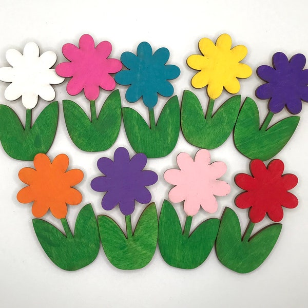 Wooden DAISY FLOWER Magnet 4x2 inches