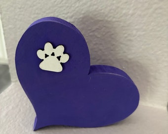 Wood Paw Print heart /Animal Lover Gift