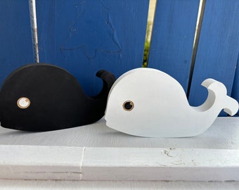 Wooden whale, summer, beach, Chunky, tiered tray decor