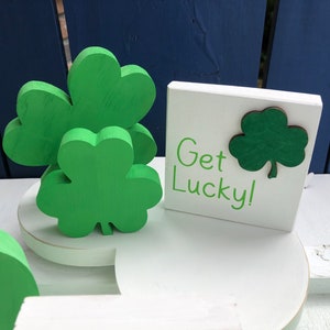 WOODEN SHAMROCK, St. Patrick’s Day, fun tiered tray decor/magnets