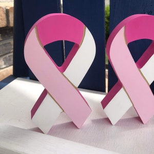 Wooden Cancer Support / Breast Cancer Ribbon /counter Sitter - Etsy