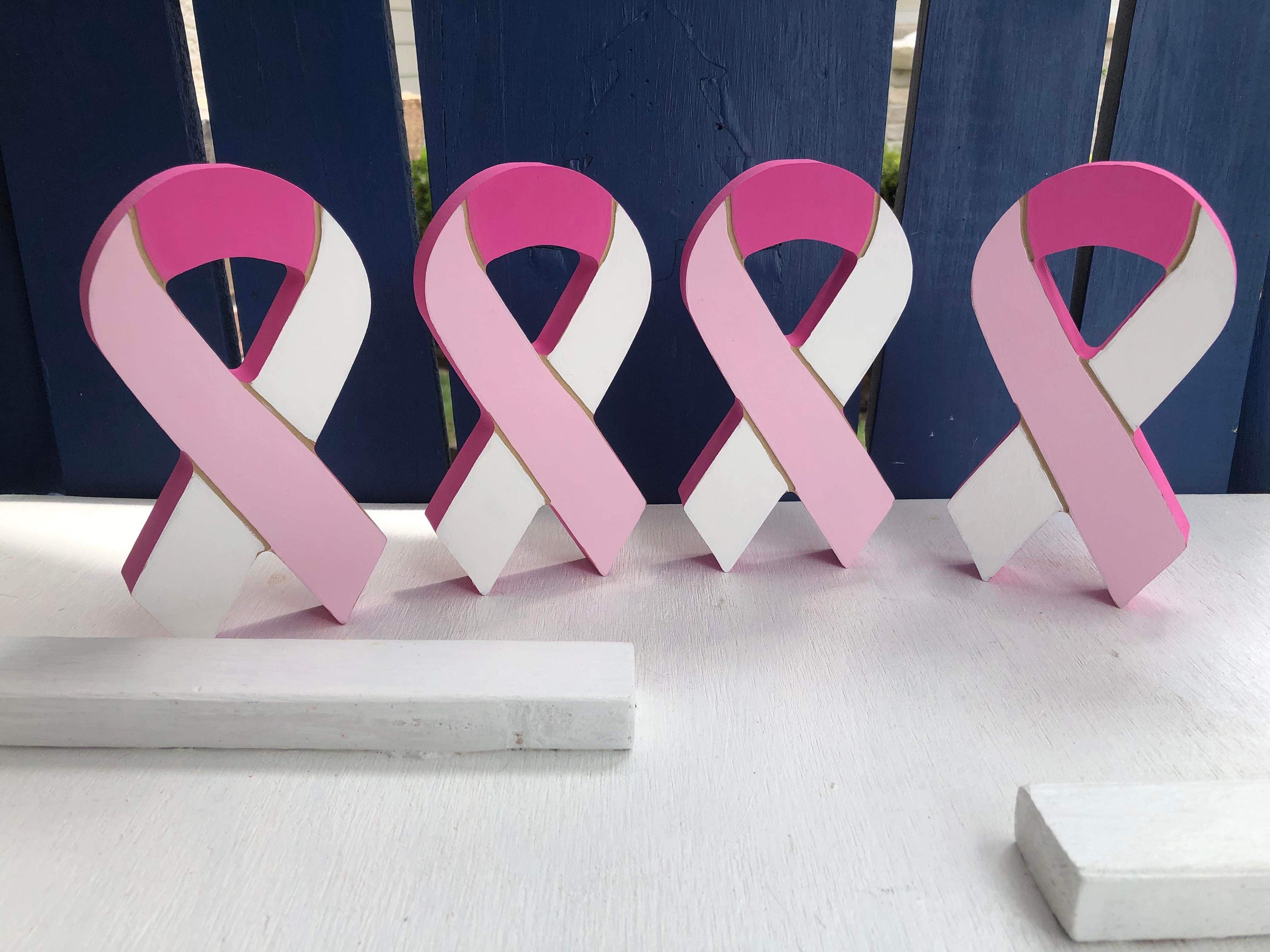 Rustic Cancer Ribbon Images Wooden Cancer Support / Breast Cancer Ribbon /counter Sitter - Etsy