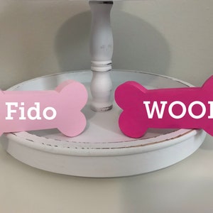 Personalized Dog Bone: Hand-Painted Wooden Tiered Tray Decor