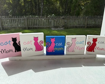 CAT MOM, wooden sign, tiered tray decor /cat lover