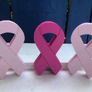Wooden Cancer Support / Pink Breast cancer /Teal / Gold / purple cancer ribbon /Counter Sitter image 7