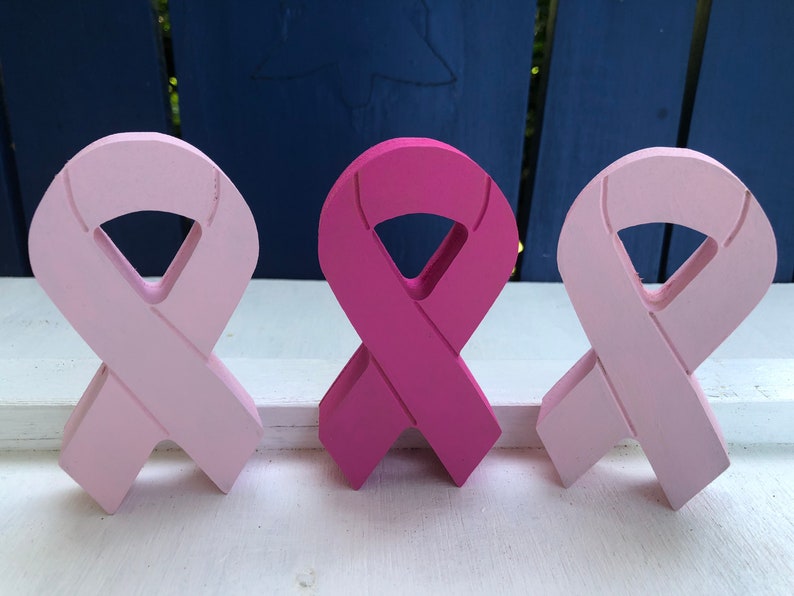 Wooden Cancer Support / Pink Breast cancer /Teal / Gold / purple cancer ribbon /Counter Sitter image 7