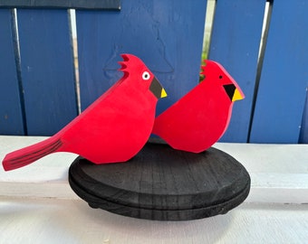 Red CARDINAL, holiday bird, Tiered Tray decor