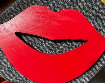 Wood Colored LIPS, red lips, Fun, Wood cutouts, decorative Colorful XOXO