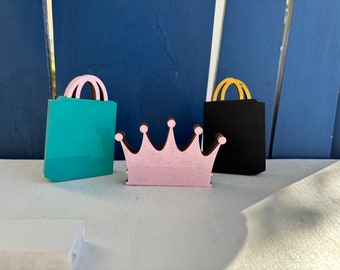 Wood Colored Crown or Shopping Bag Fun, Wood cutouts, fun ladies gift