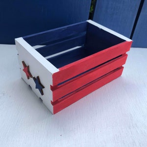 Mini 5 inch WOODEN PATRIOTIC, Red, White and Blue Crate, office and home décor