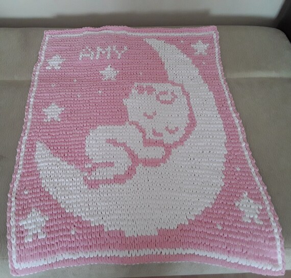 Customizable Baby Blanket Name Baby Girl Blanket Knitted Etsy