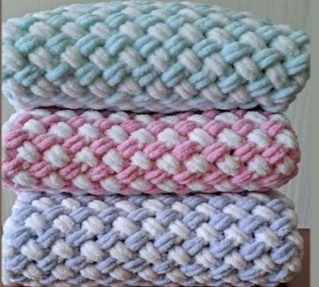 Knit Chunky Baby Blanket,cozy Stroller Blanket, Soft Plaid Throw