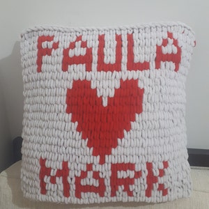 Almohada de pareja, decoración de boda, funda de almohada de amante personalizada de punto, funda de cojín con palabras de letras, almohadas de novia personalizadas