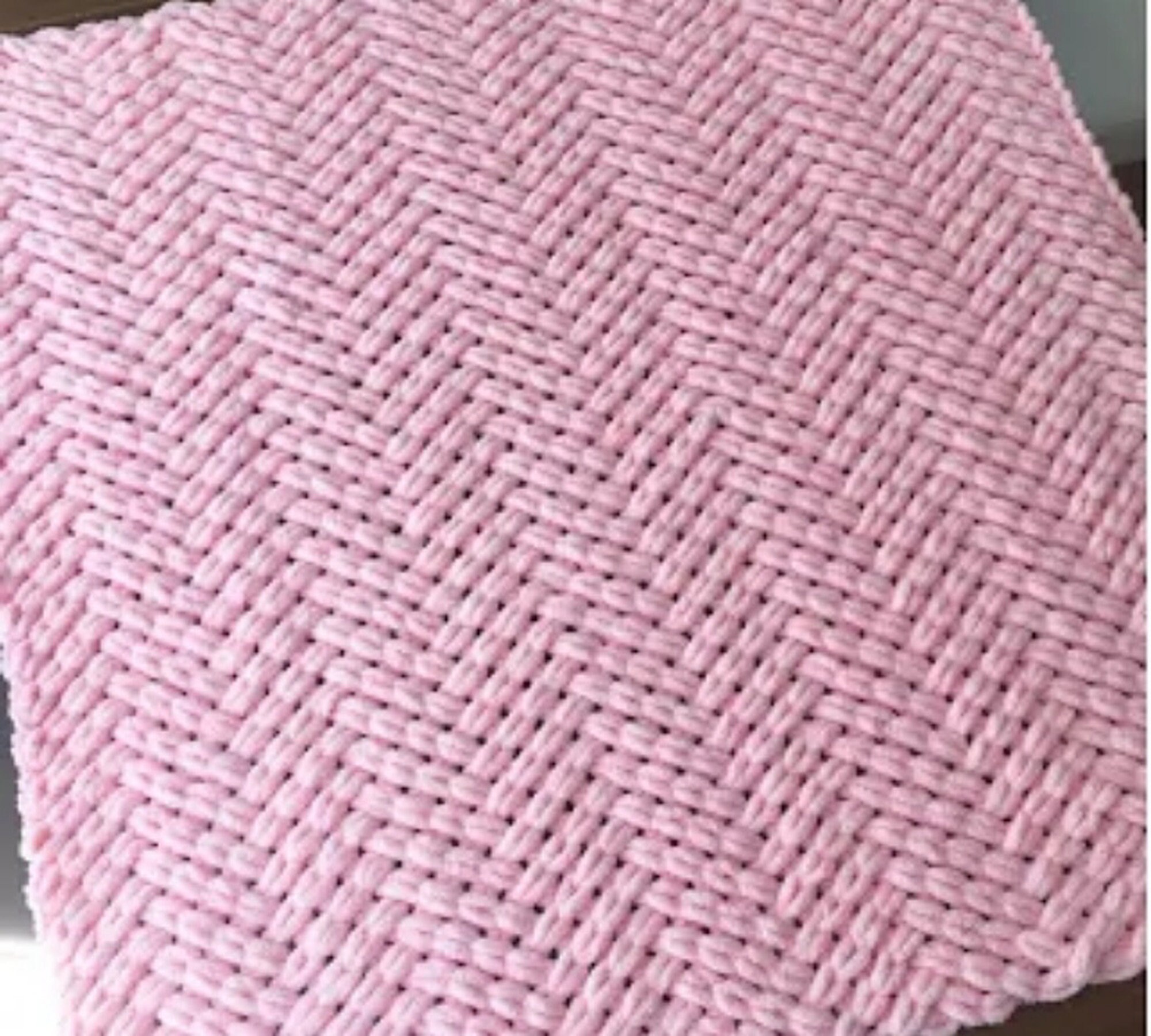 Boho Hand Knit Baby Blanket, Chunky Receiving Blanket, Baby Boy Blue