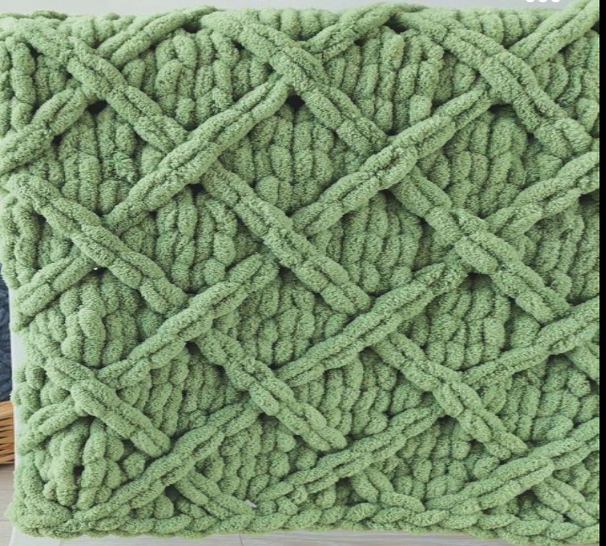 Knit Soft Baby Blanket, Gray Puffy Blanket, White Crib Blanket, Rhombus