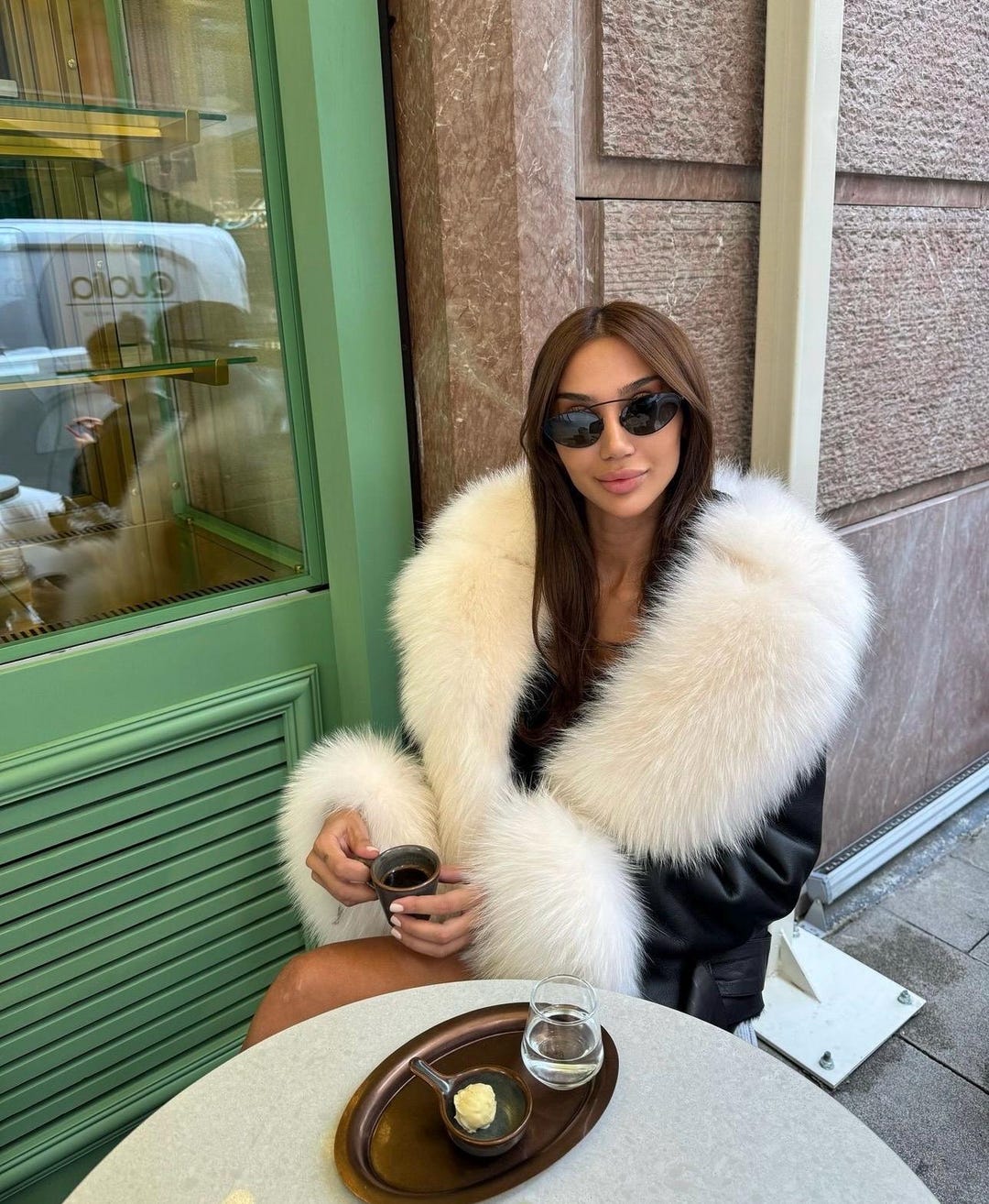 Women's Luxury Fur Leather Coat