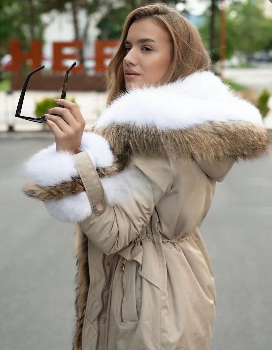 Wyoming Front Pocket Printed Fur Jacket White/Beige main image 0
