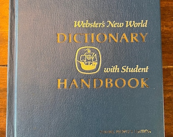 1971 Webster’s New World Dictionary with Student Handbook | Young People’s Edition | Vintage Book | Blue with Gold Letters | Hardcover