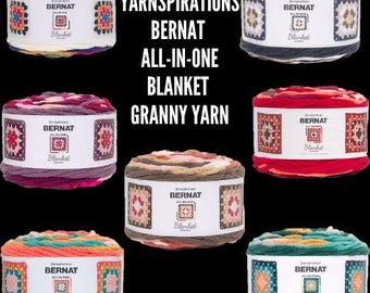 YARNSPIRATIONS Bernat All-In-One Blanket Granny Square Yarn 100% Polyester #6 Super Bulky
