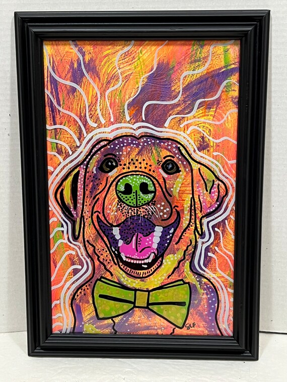 Happy Labrador Retriever Dog Pop Art Original Painting | Dog Lover