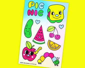 Picnic 4x6 Vinyl Sticker Sheet | Waterproof | Cute Stickers