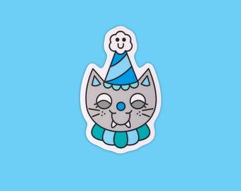 Party Cat Vinyl Sticker | Waterproof | Cute Sticker