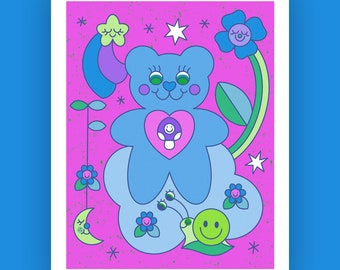 Teddy Bear Matte 8x10 Giclee Print | Cute Art | Archival Quality